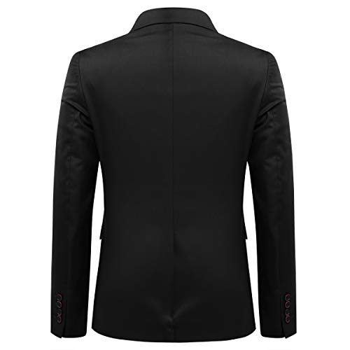 Allthemen Blazer pour Homme avec Fente Arrière à Un Bouton Veste de Costume d'affaires Couleur Unie Noir L - Image 4
