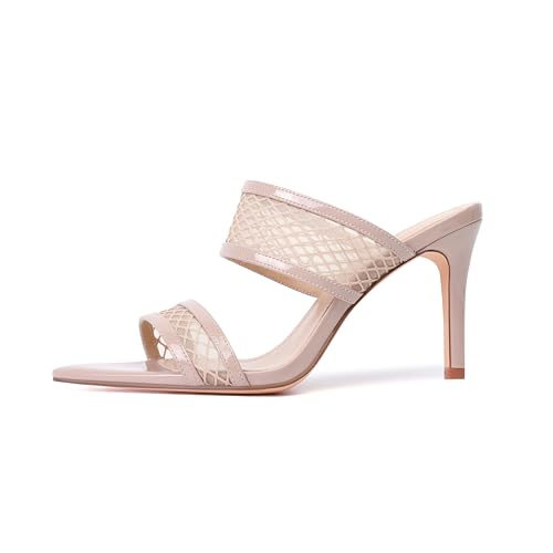 Image of vivianly Clear Pointed Toe Heels Sandals Transparent Strap Stiletto High Heels Slip on Mules for Women