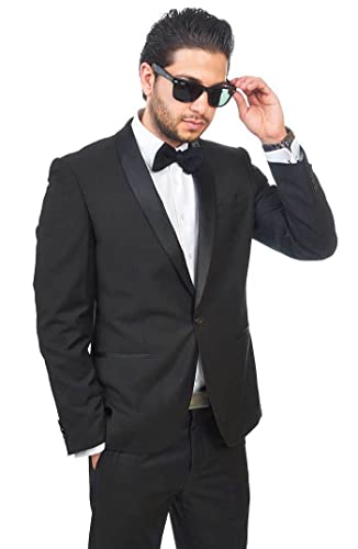Slim Fit 1 Button Shawl Lapel Collar Tuxedo Jacket Modern Dinner Blazer AZAR2