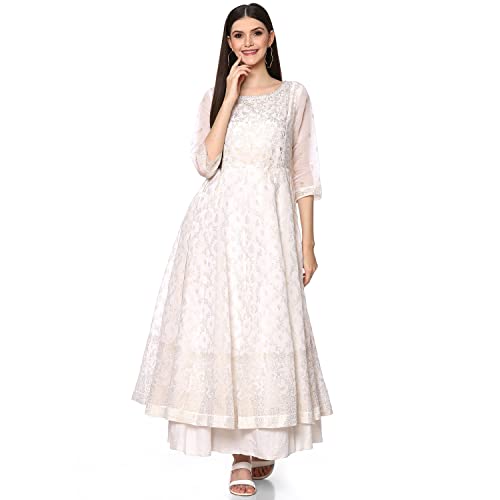 Image of BIBA Women Poly Modal Anarkali Printed Dress