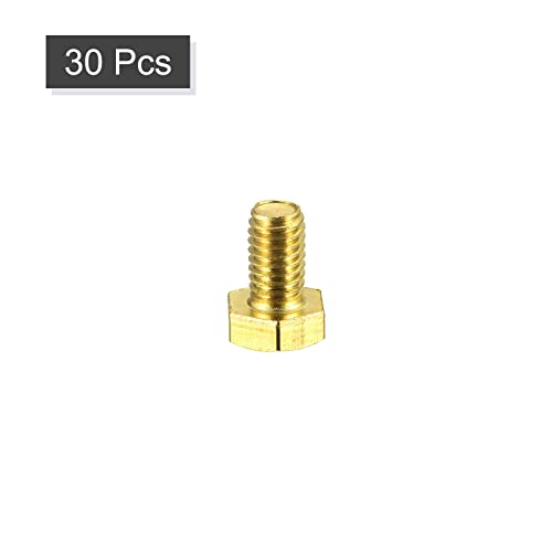 Image of uxcell Brass Hex Bolts, M6x10mm 30pcs Fully Thread Grade 4.8 Solid Brass Hexagon Head Bolt Machine Screws for Machinery