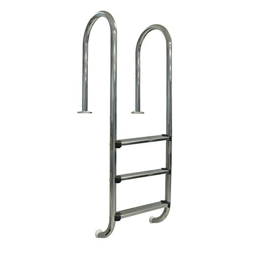 Gre 40273 - Escalera Muro De Acero Inoxidable Para Piscina Enterrada, 158 Cm