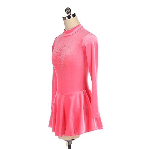 Vestidos De Patinação Artística, Strass Profissional De Manga Longa De Cor Sólida Conjunto De Roupas