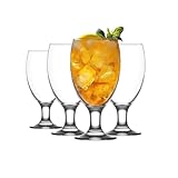 LAV Clear All Purpose Stemmed Drinking Glasses - Lead-Free Iced Tea Goblets, Sangria, Beer, Water -Dishwasher Safe Glassware Set for Restaurant, Bar, Home, Parties 20.80 oz (590 ml) Set of 4