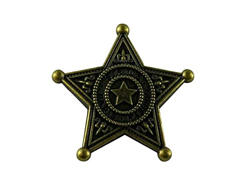 ピンバッジ 安全ピンタイプ ブローチ シェリフ スター 星 アンティーク調 保安官バッジ ブロンズ 古青銅色