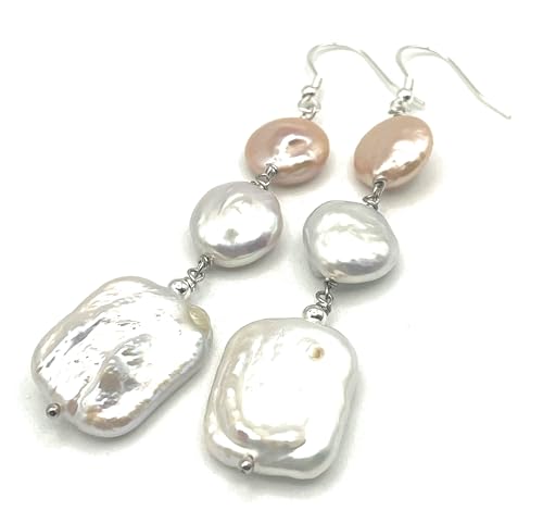 Boucles d'oreilles perles baroques blanches et roses pour le quotidien