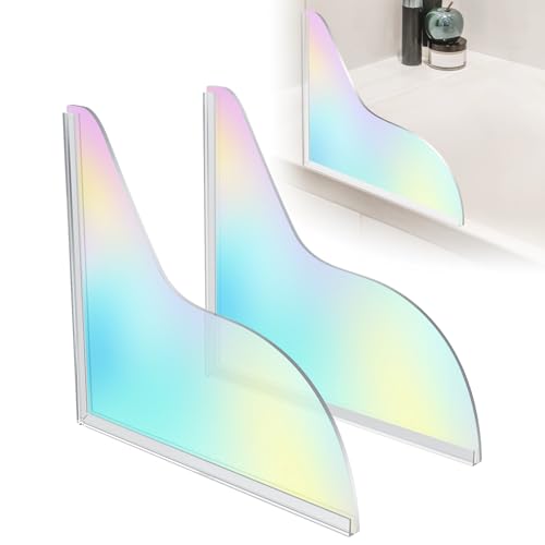 Shower Splash Guard Self-Adhesive, Transparent Shower Water Guard, Tub Splash Guard, Acrylic Clear Splash Guard for Bathtub Bathtub Corner Splash Guard to Keep Water in Shower(Gradient color style)