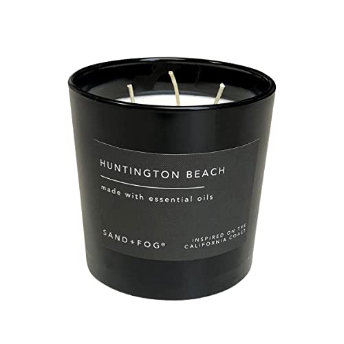 Sand + Fog Scented Candles - Huntington Beach - Additional Scents And Sizes - 3 Wicks 100% Cotton Lead-Free - Luxury Air Freshening Jar Candles - Perfect Home Decor - 21 Oz #TOP1