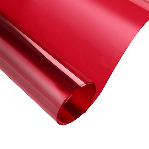 Red Transparent Film, Decorative Window Film Red Window Tint Film Colored Window Film Adhesive Vinyl Sun Blocking Heat Control Film for Christmas School Home Decoration