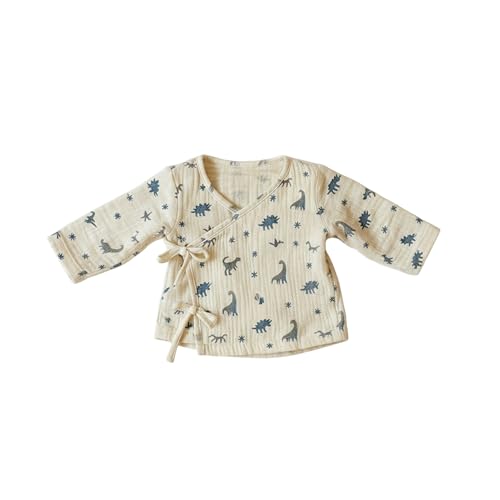 Image of Organic Crinkled Cotton Muslin Angarka Jabla Ivory Full Sleeve Vest for Newborn and Infants Baby Boys and Girls Pack of 3 Size 0-3 Months All Season Wear