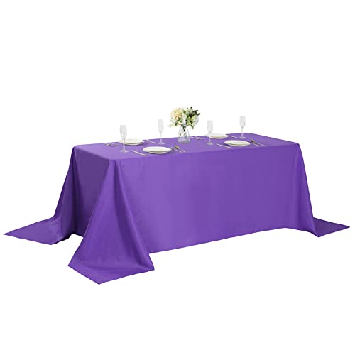 Cupuamon Rectangle Tablecloth 90x156 inch Washable Polyester Fabric Table Cloth for Wedding Party Dining Banquet Decoration（90x156,Purple）