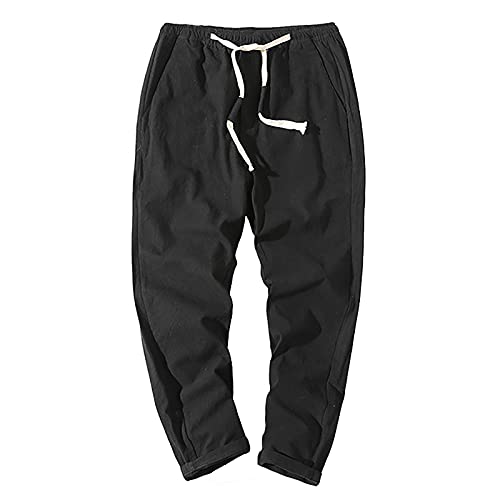 XIAXOGOOL Linen Pants for Men Big & Tall Loose Fit Elastic Waist Lightweight Joggers Drawstring Beach Yoga Trousers2