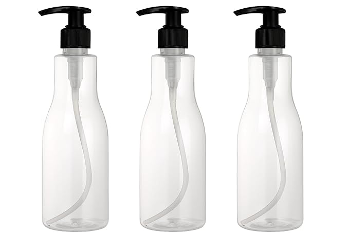 Image of Prakash 500ML Transparent Trophy Bottle (Pack of 3) Empty Plastic Trophy Pump Bottles Dispenser Portable Shampoo Lotion Hand Pump Bottle