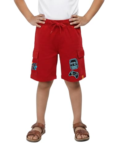 Image of KiddoPanti Boys 100% Cotton Knitted Above Knee Length Basic Cargo Shorts