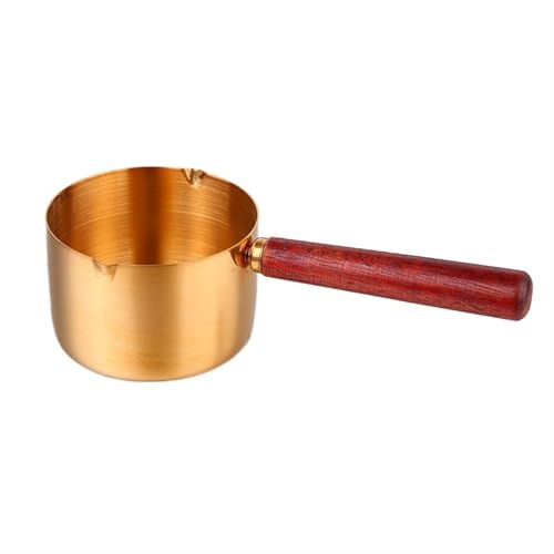 Huangj-0527 スープ用グレービーボート 業務用ステンレススチールソースカップ ハンドル付き ステーキソースカップ 木製ハンドル ウエスタンソースカップ トマトサラダディップディップディッシュ ディナーテーブルデコレーション用 (XL)