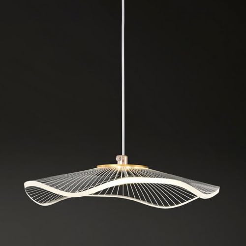 Image of Crystal Wave Pendant Light | Modern Acrylic Chandelier with Antique Gold Finish | Elegant Wave Design Hanging Light for Living Room, Bedroom, Dining Room & Hall, Restaurants Ceiling Lamp