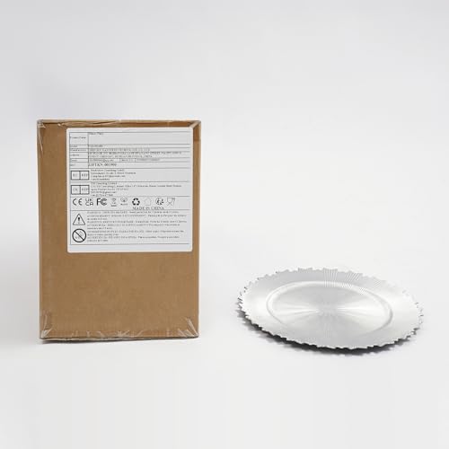 50 Platos Cargadores Plateados Redondos 13" Plástico miniatura 7