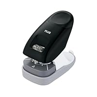 PLUS, Klammerloser Hefter Schreibtischmodell, Heftleistung 10 Blatt, mit Anschlagschiene, Heft- und Lochfunktion, Schwarz