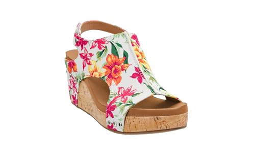 Image of Corkys Footwear Womens Carley Wedges, Featuring Corkys EVA Foam Cushioned Insoles, A 2.5 Inch Heel, Lightweight For All Day Wear, And Hook And Loop Closure
