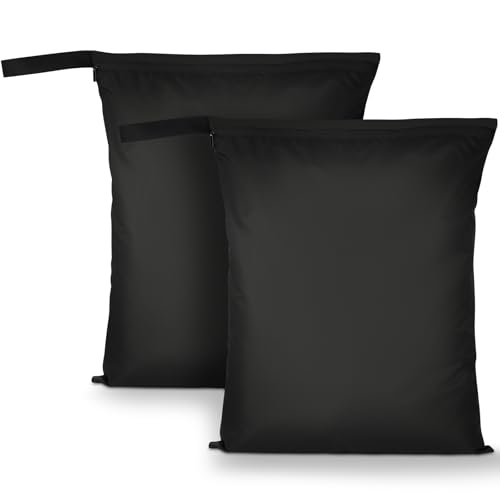 AOOSA 2PCS Bolsa Impermeable Piscina, 40x50cm Laundry Bag con Asa y Cremallera, Bolsas Ropa Sucia Viaje Mojada Piscina, Organizador para Trajes de Baño, Gimnasio y Playa (Negro)