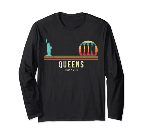 Queens - New York Vintage Long Sleeve T-Shirt, Black