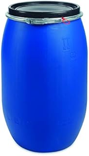 Oipps 120 Litre Plastic Blue Open Barrel with Lid & Ring UN Approved Food Grade