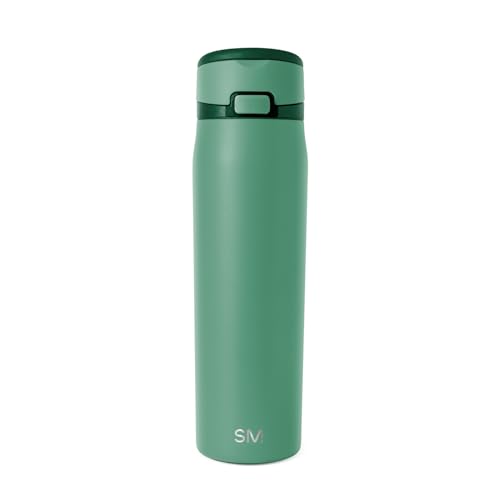 Image of Simple Modern Water Bottle with Straw & Handle | 24oz | Green | Mesa Loop Insulated Water Bottle for School, Sports, Travel | Leak Proof, Stainless Steel | Basil