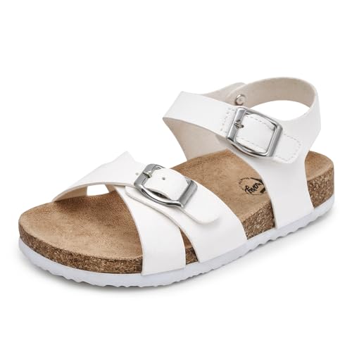 Image of Trary Girls Sandals Open Toe Casual Summer Shoes with Cork Footbed Comfortable Flat Sandals for Little Kids