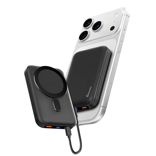 Image of KARWAN Mag-Safe 10000mAh Wireless Powerbank with Digital Display,22.5W Wired & 15W Magnetic Wireless Charging,USB C & USB A Triple Output,Compatible with iPhone 12 & Above Series, Android & Qi Device