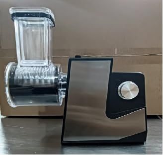 FITNATE Affetta verdure elettrico, grattugia per formaggio elettrico, grattugia per formaggio a 5 inserti, robot da cucina, argento, grattugia per frutta e verdura, formaggio, 250 W, con spina UE