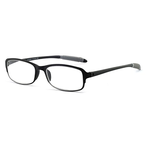 OCCI CHIARI Lightweight Designer TR90 Stylish Flat Top Rectangular Slim Reading Glasses DERI (Black, 2.00) …