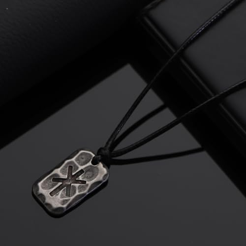 Image of Ankiyabe Stainless Steel Norse Viking Rune Pendant with Adjustable Braided Rope Good Luck /Love /Strenght /Health Viking Symbol Necklace for Men Women