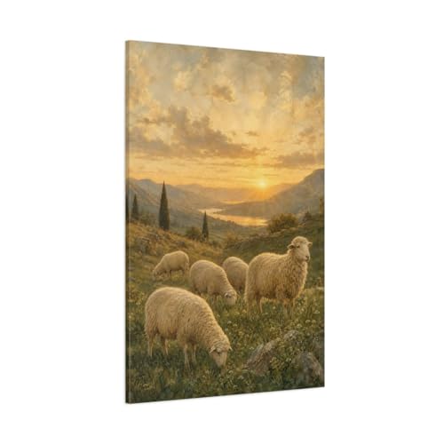 Tableau mouton fresque nature 80x120cm pour décoration salon
