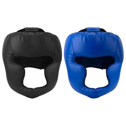 Vestamore Headgear Pair, Adjustable Fit for Boxing, MMA, Taekwondo, 22.8-26 in Head Size, Monkey Face Headguard, Adult Use, Black and Blue Included