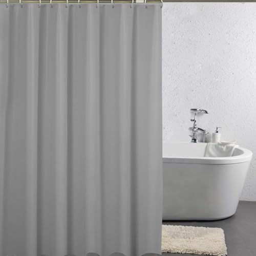 Whoiy Rideau Douche Couleur Unie Lavable, Rideaux de Douche peva Anti Moisissure Moderne Shower Curtain Gris 150 x 180 cm