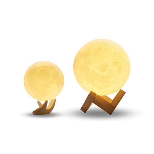 Mydethun Moon Lamp Set of 2, 3.5 Inch and 5.9 Inch, 3D Printed Lunar Lamp - Moon Light - Night Lights for Kids Room, Women, Home Decor, Gifting - USB Charging - Touch Control Brightness