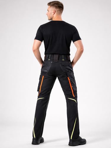 Engelbert Strauss 65511 Hose e.s.motion 2020, Qualitative Arbeitskleidung, Mehrfarbig (Schwarz/Gelb), 52