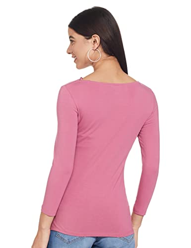Image of Marks & Spencer Womens Solid Cotton Blend Boat Neck Slim Fit T-Shirt