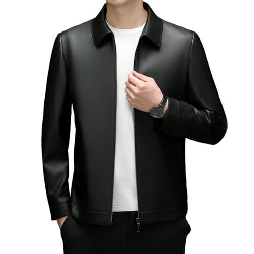 Veste en cuir synthétique homme imperméable col revers casual