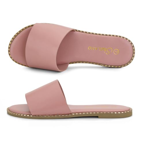 Image of Shoe Land Flat Sandals for Women - Slip-On Slides with Cushioned Footbed | Comfortable Dressy & Casual Open Toe Summer Sandals for Beach, Travel & Everyday Wear