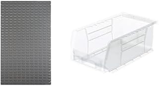 Akro-Mils 36"x61" Steel Wall Mount Louvered Panel with 24-Pack of 7 x4 x3 AkroBins Stackable Plastic Storage Bins (Clear), Organization Bundle for Garage, Workshop, Classroom
