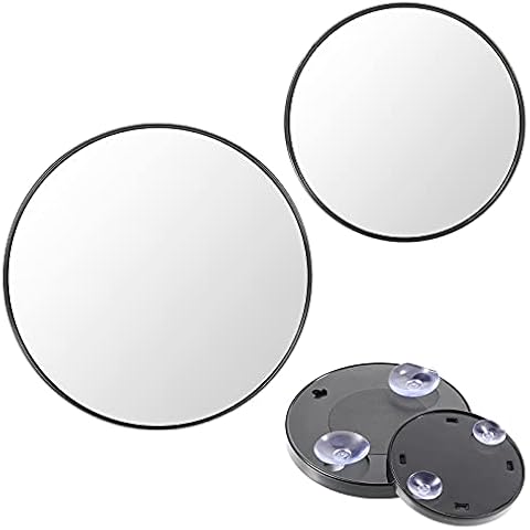 2 Pieces 10X 15X Suction Cups Magnifying Mirror Cosmetics Mirror with Suction Cup Magnifying Makeup Mirror Travel Magnifier Mirror for Women Men Makeup Bathroom Shaving, Black, 3.5 Inch and 5.1 Inch Cover
