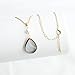Handmade Wire Craft Pearl Teardrop Black Lip Shell Pendant Necklace for Women, 18K Gold Plated