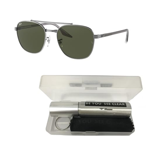 Ray-Ban RB3688 Sunglasses Bundle: RB 3688 004/31 Gunmetal Green and Eyewear Cleaning Kit2