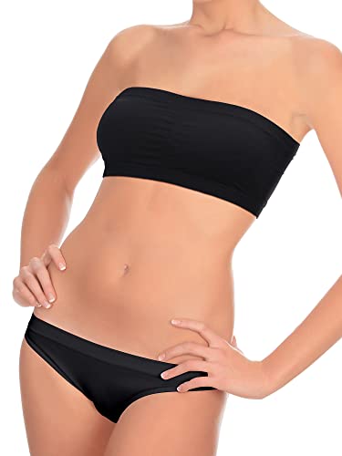 Image of Women Bandeau Bra Padded Strapless Bralette Bra Seamless Bandeau Tube Top Bra