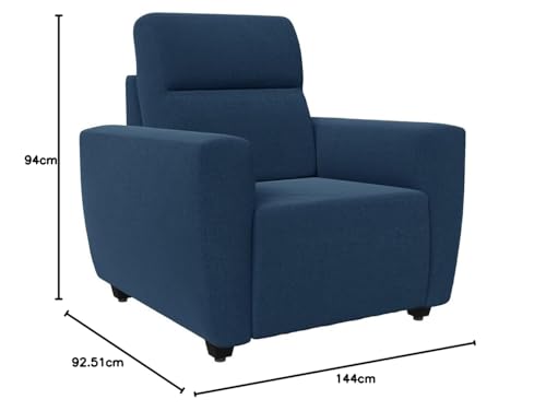 Image of Wakefit Sofa Set | 3 Year Warranty | Sofa 4 Seater, 4 Seater Sofa for Living Room, Wooden Sofa Set, Sofa Set 2+1+1 Seater - Belize(Malphino : Cobalt Blue)