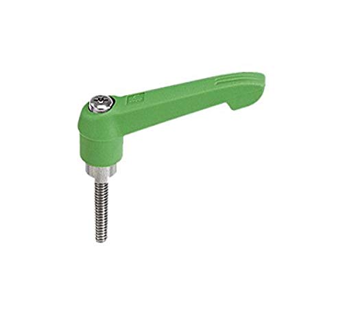 Image of Kipp 06611-30886X30 Fiberglass Reinforced Plastic /Steel Adjustable Handle with M8 External Thread, Novo.Grip Style, Stainless Steel Components, Metric, 30 mm Screw Length, Size 3, Signal Green Color