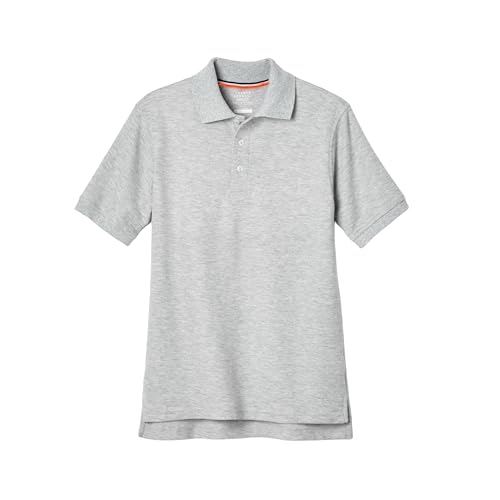 French Toast boys Short Sleeve Pique (Standard & Husky) Polo Shirt, Heather Gray, 18-20 Husky