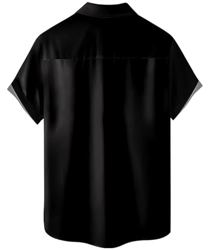 Camisa de boliche masculina retrô divertida manga curta abotoada camiseta de verão estampada havaian