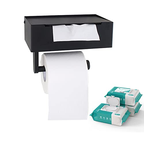 Portarrollos de papel higiénico sin taladrar con estante, soporte de pared para papel higiénico de acero inoxidable 304, dispensador de papel higiénico Cover
